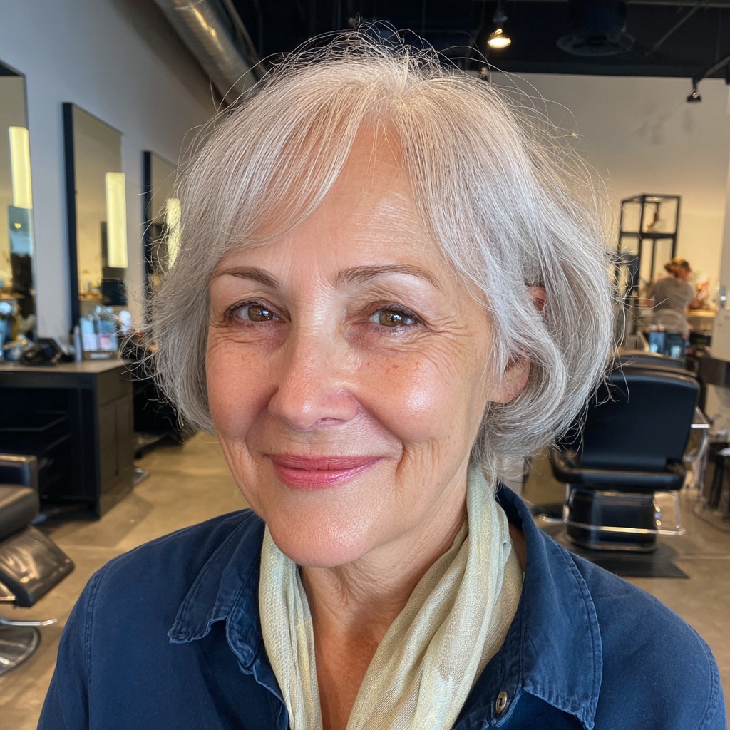 Chic Softly Layered Gray Bob with Gentle Movement