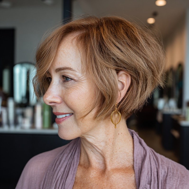 Chic Textured Bob with Natural Highlights
