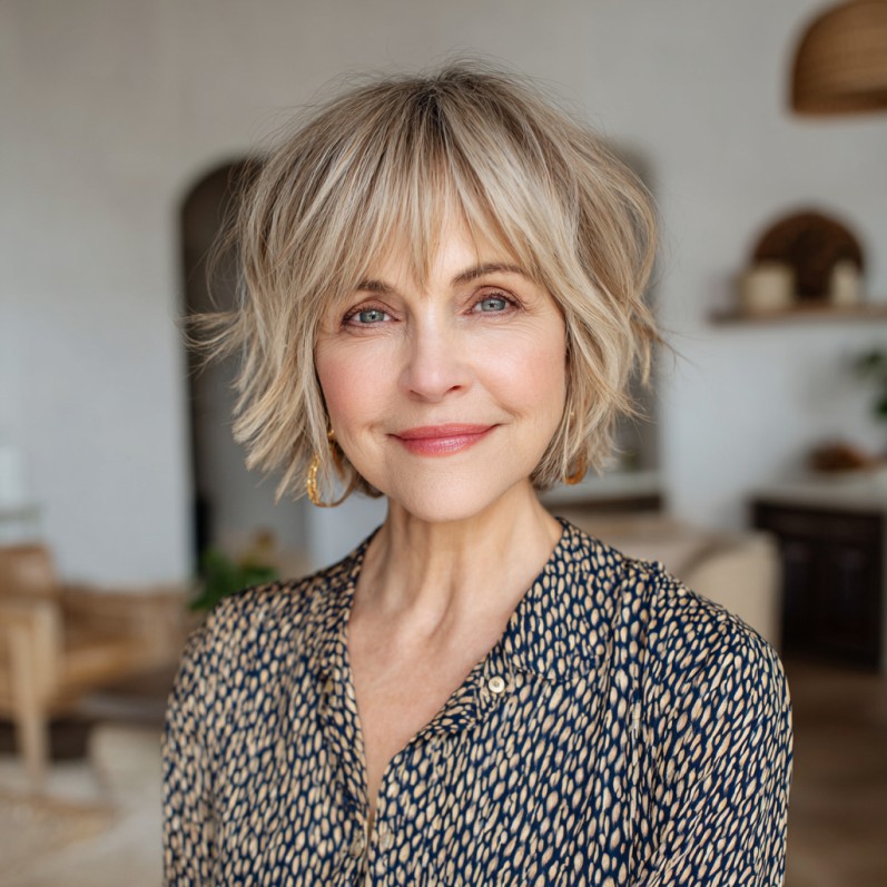 Chic Textured Bob with Playful Layers