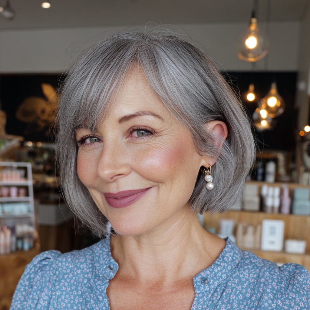 Chic Textured Bob with Soft Bangs