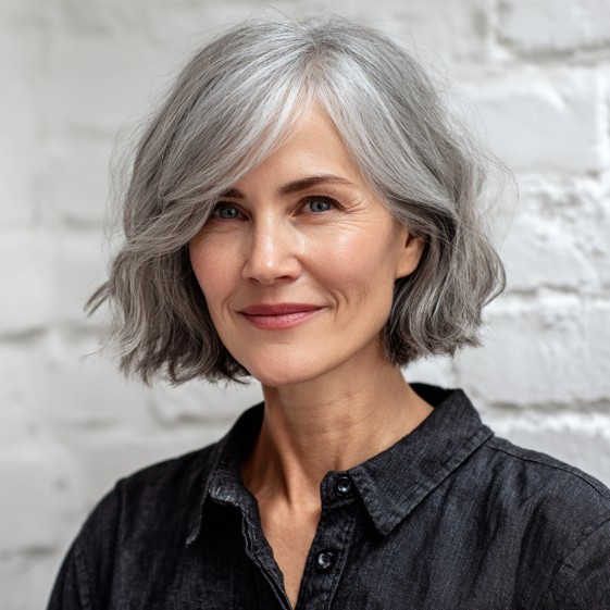 Chic Textured Bottleneck Bob with Soft Waves