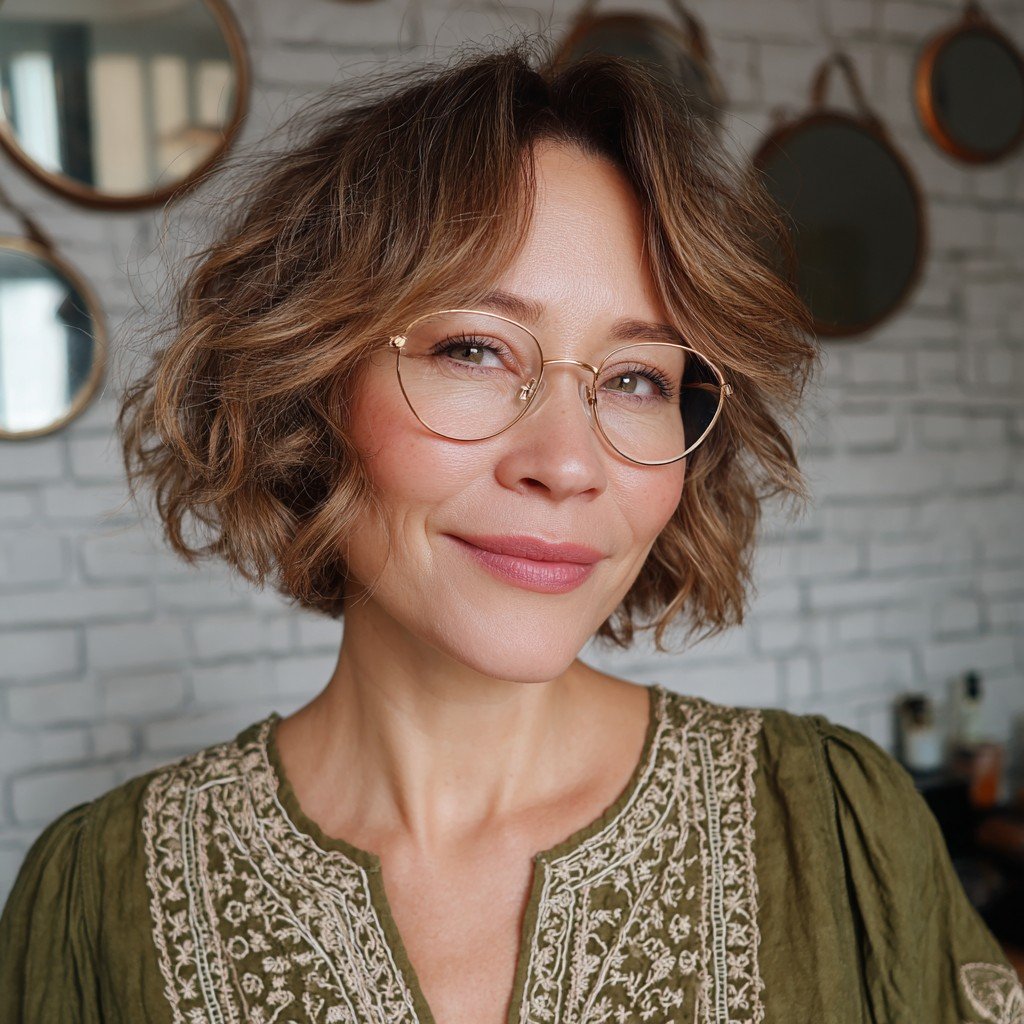Chic Textured Curly Bob with Soft Layers