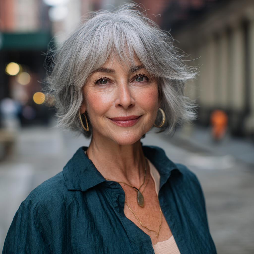 Chic Textured Gray Shag with Soft Layers
