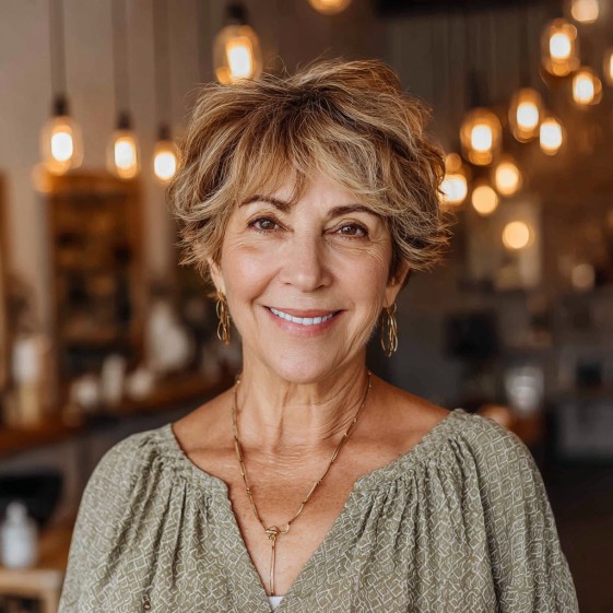 Chic Textured Pixie Cut with Light Brown Highlights