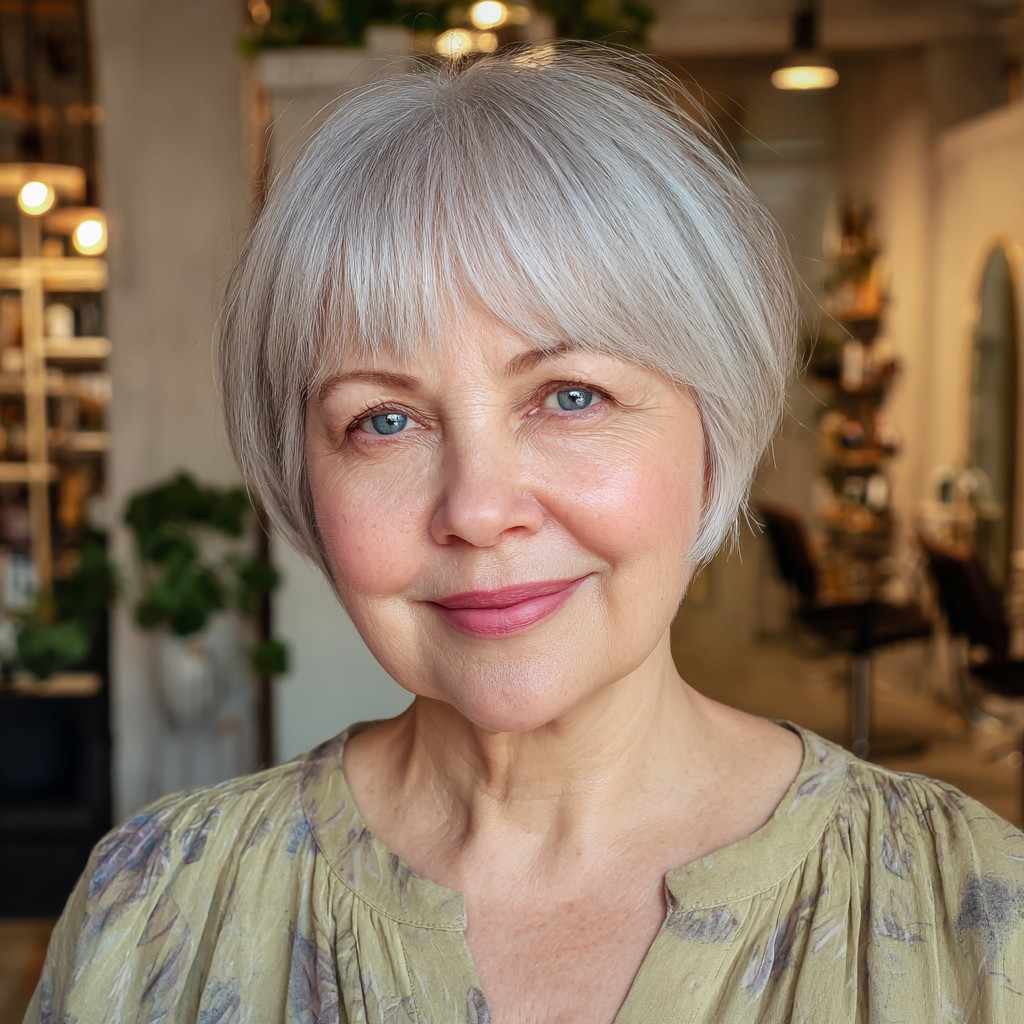 Chic Textured Silver Bowl Cut