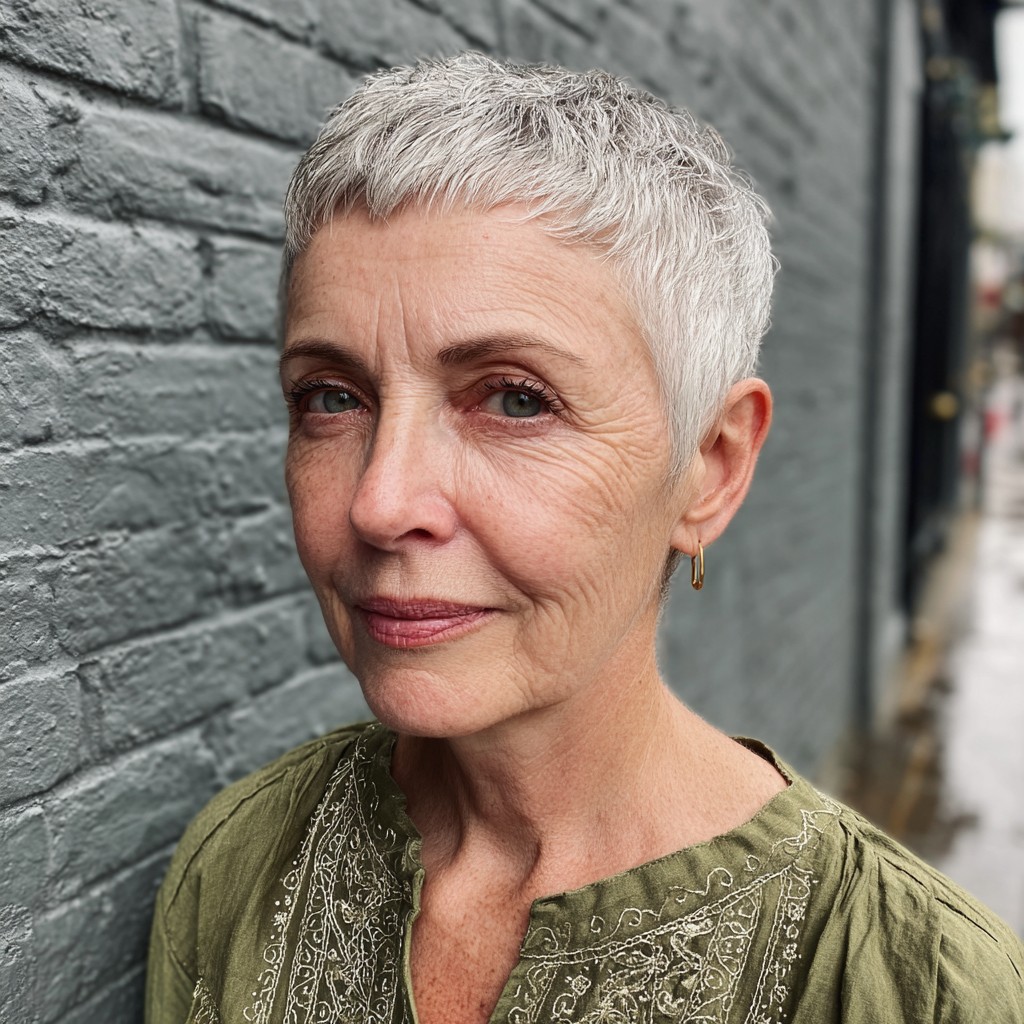 Chic Textured Silver Crop with Subtle Layers