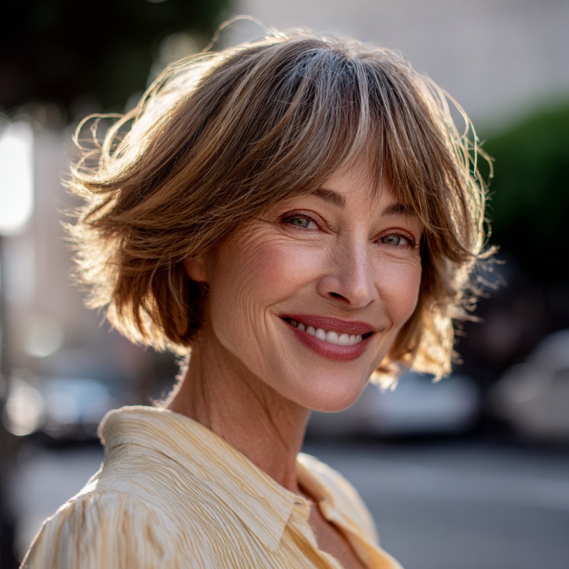 Effortlessly Chic Shattered Bob with Soft Textured Layers