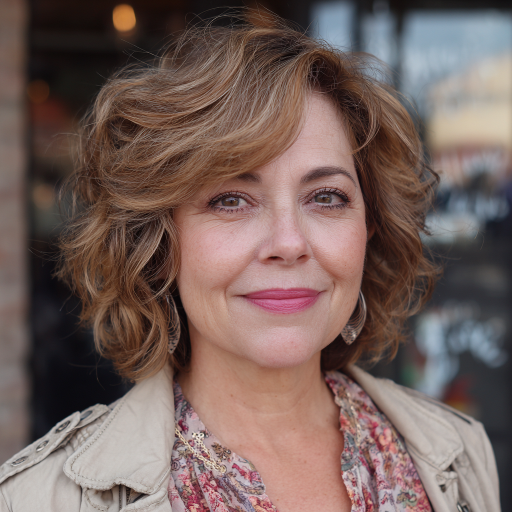 Effortlessly Chic Shoulder-Length Curly Cut