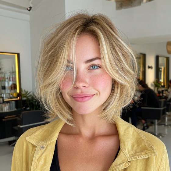 Effortlessly Textured Midi Bob with Soft Layers