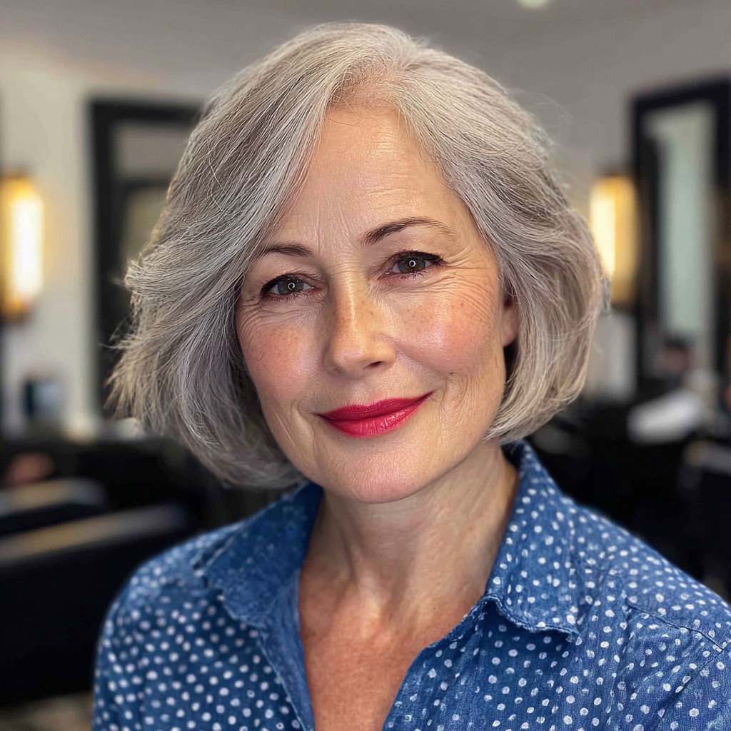Elegant Softly Curled Gray Lob