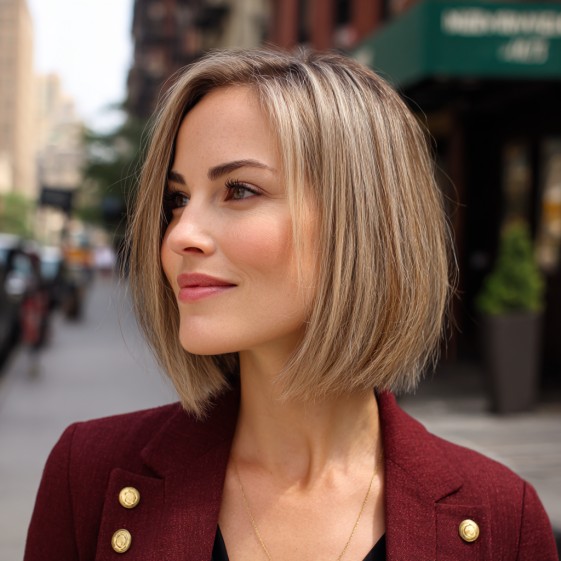 Modern Asymmetrical Midi Bob with Soft Flips