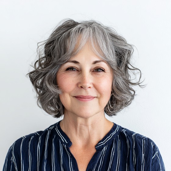 Modern Curly Bottleneck Bob with Soft Volume