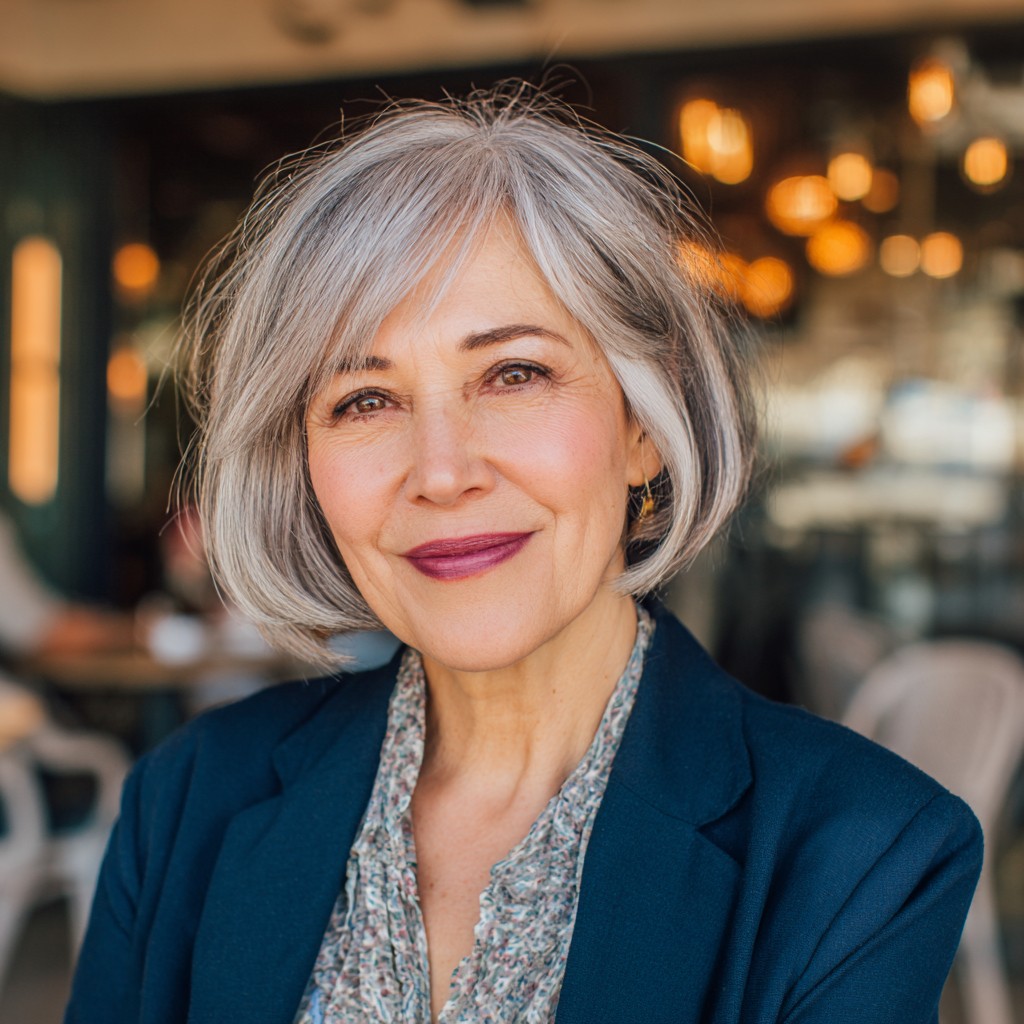 Modern Textured Gray Bob with Soft Layers