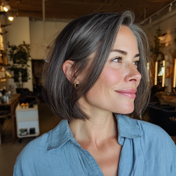 Modern Textured Midi Bob with Subtle Movement