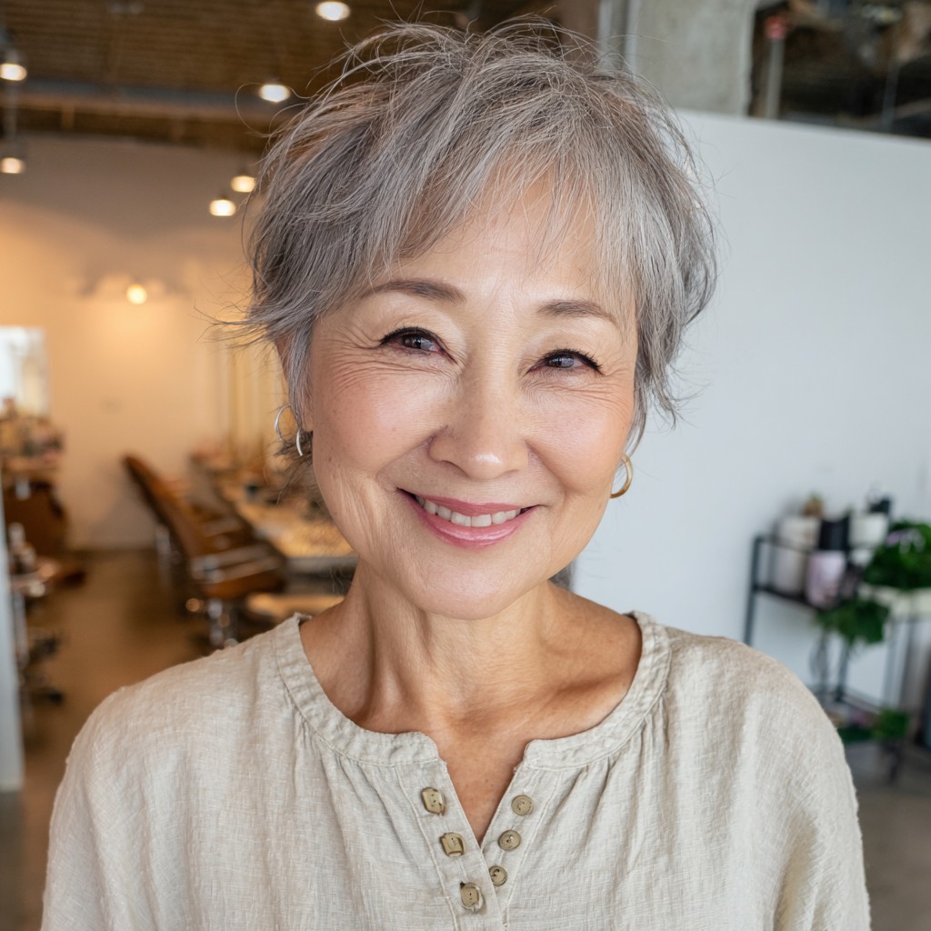 Modern Textured Silver Crop with Soft Layers