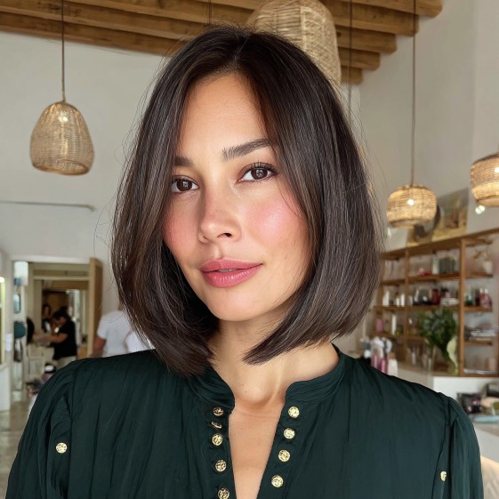 Polished Straight Midi Bob with Soft Edges
