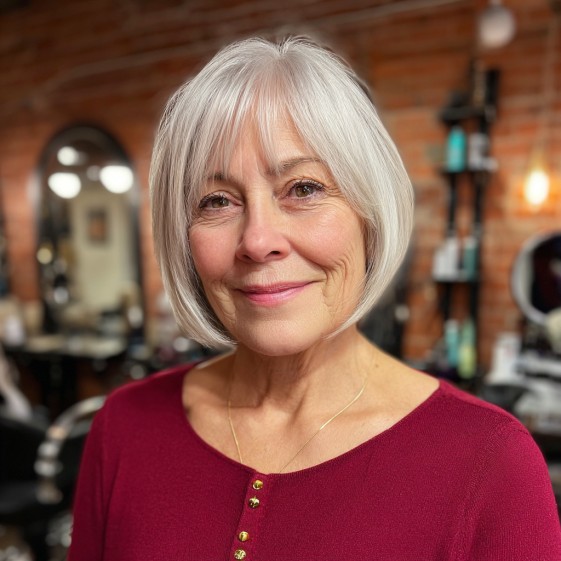 Radiant Ash Blonde Bottleneck Bob with Soft Texture