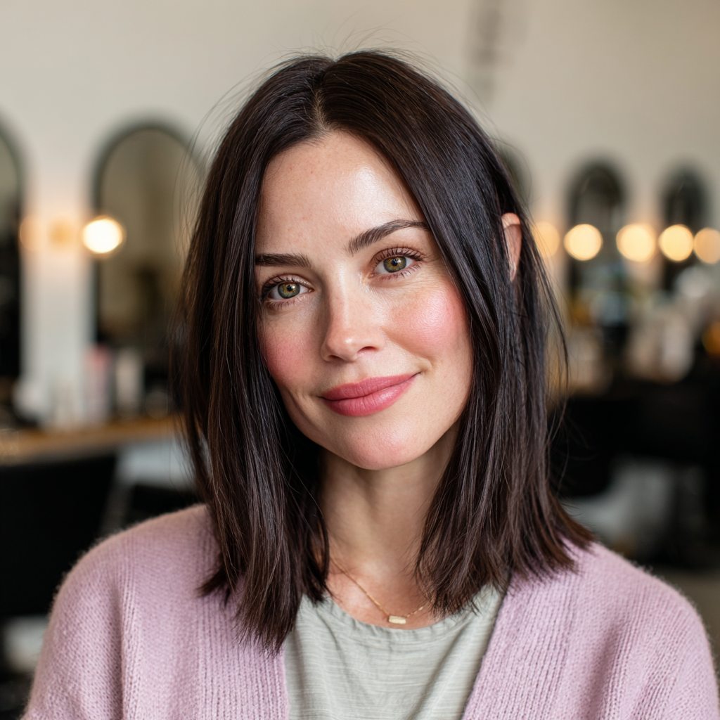 Sleek Mid-Length Blunt Cut with Subtle Texture