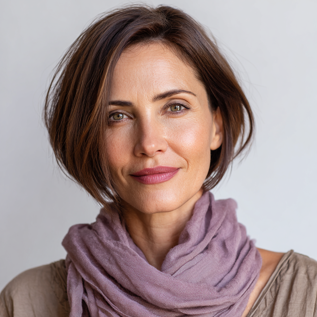 Sleek Textured Lob with Warm Brown Undertones