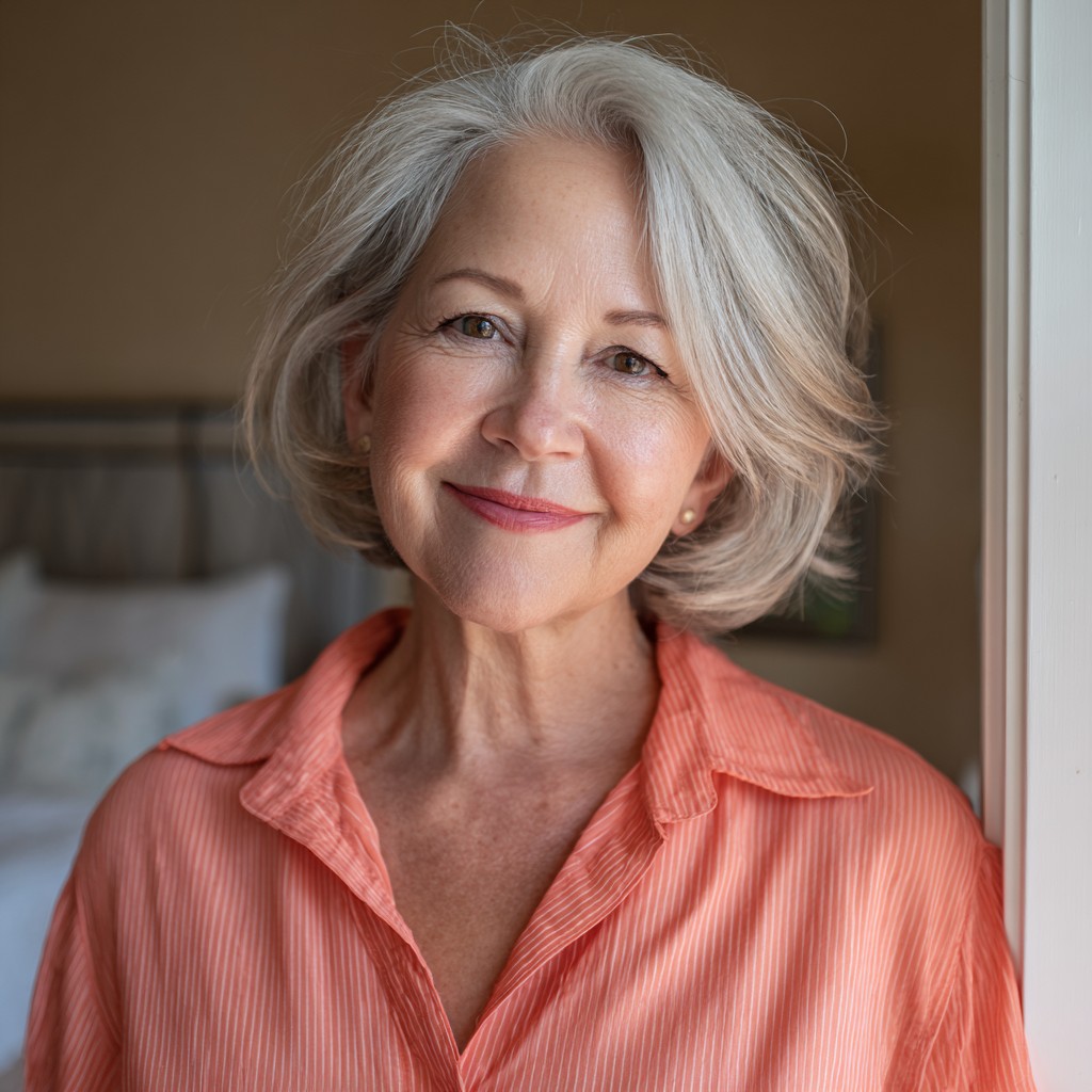 Soft Layered Gray Shag Cut