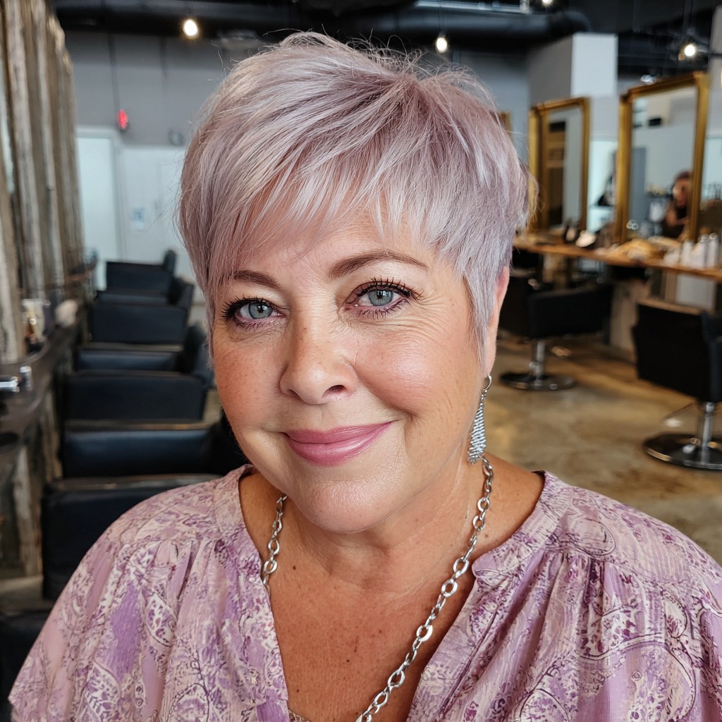 Soft Pixie Cut with Subtle Lavender Highlights