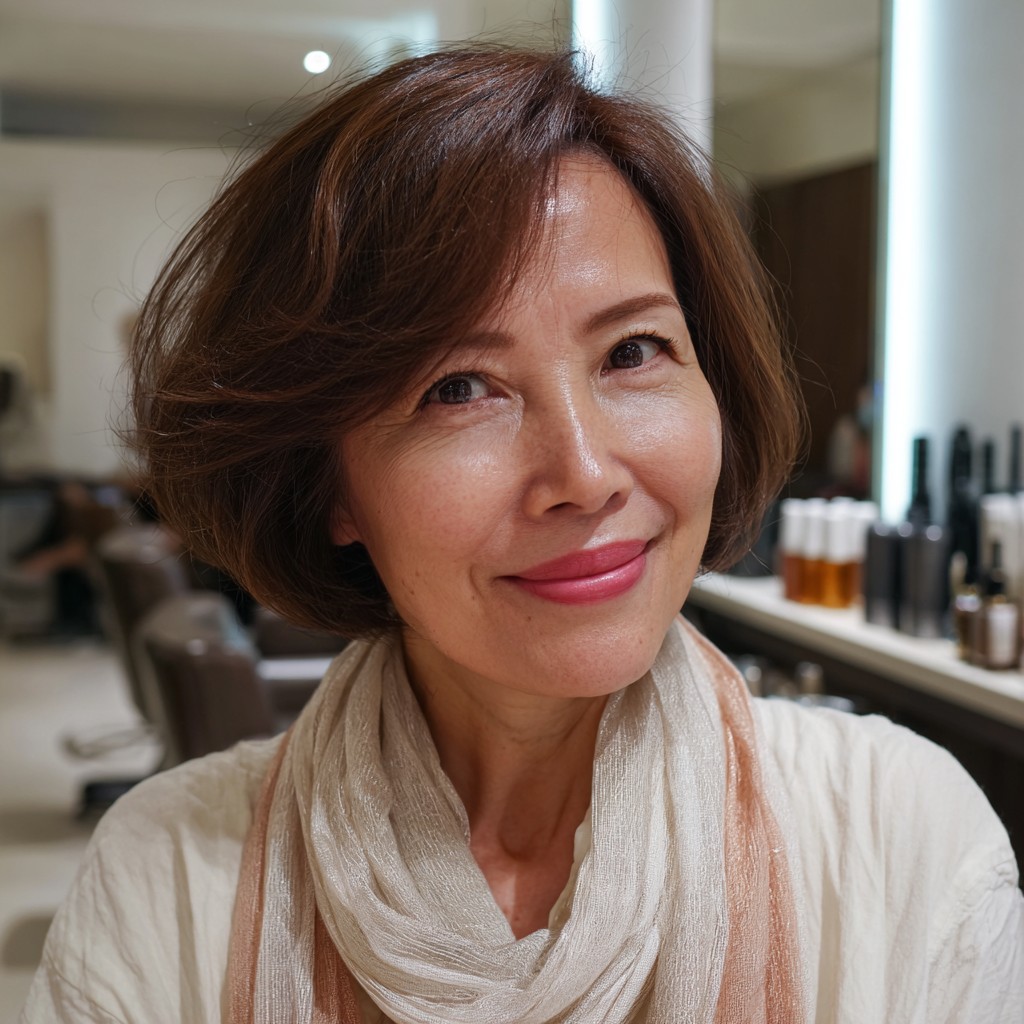 Soft Textured Rounded Bob with Subtle Volume