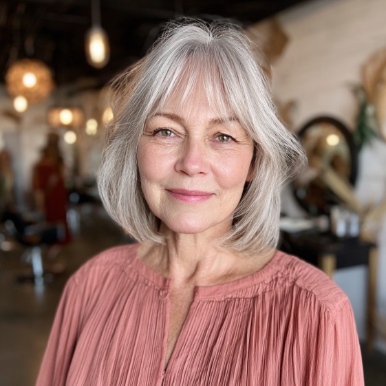 Softly Layered Bottleneck Bob with Subtle Bangs