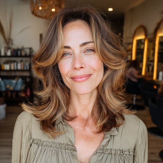 Softly Layered Mid-Length Cut with Gentle Flips