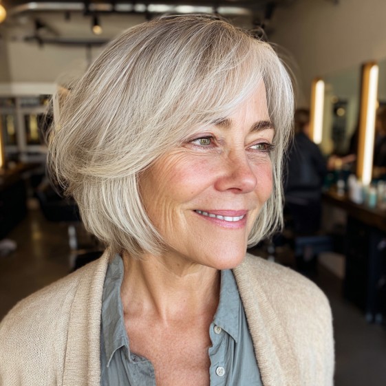 Softly Textured Bottleneck Bob with Delicate Layers