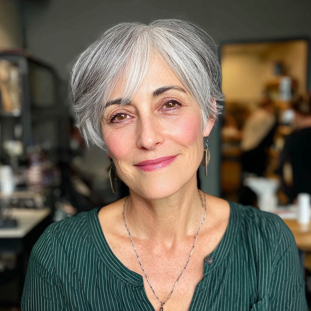 Stylish Short Silver Pixie with Subtle Layers