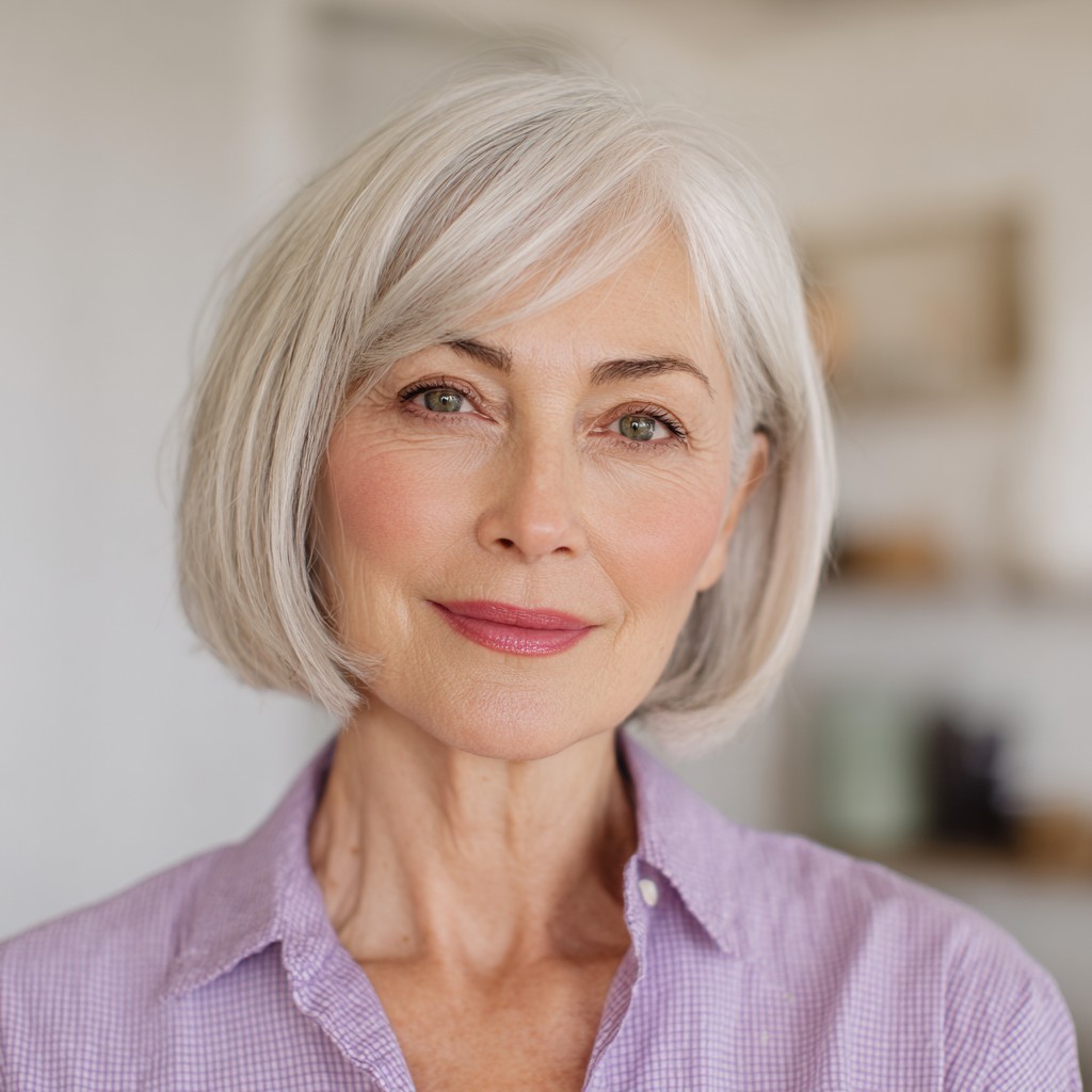 Stylish Soft Gray Bob with Subtle Layers