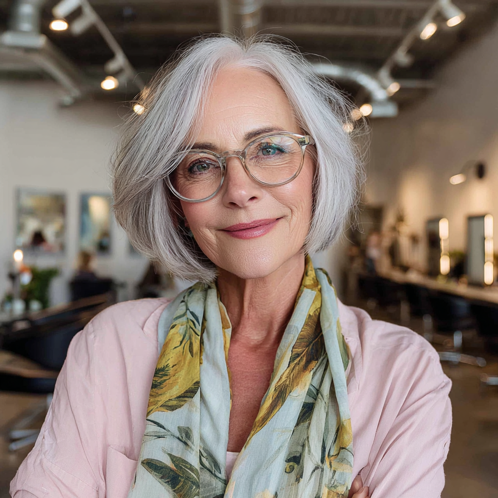 Stylish Textured One-Length Silver Bob