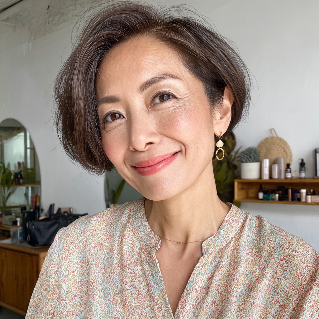Stylish Textured Short Bob with Soft Curved Layers