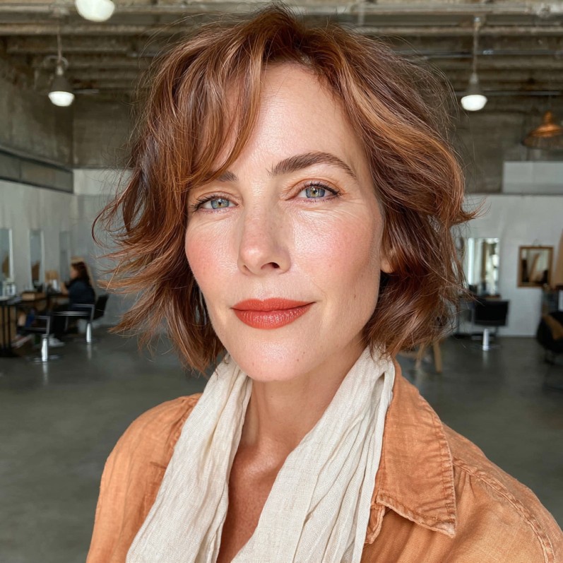 Textured Auburn Shattered Bob with Soft Layers