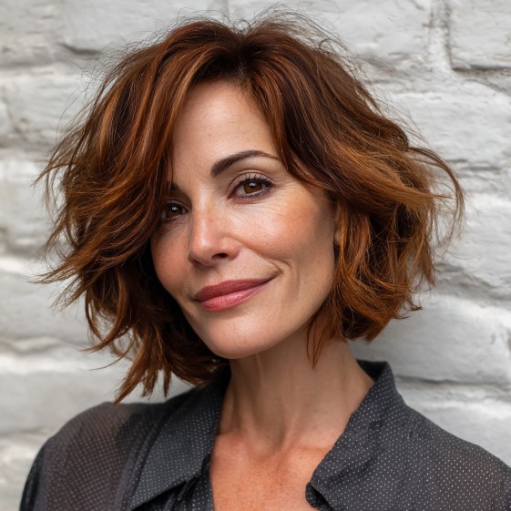Textured Bob with Soft Flips for Fine Hair