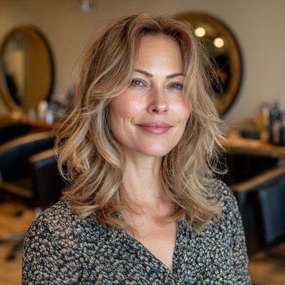 Textured Mid-Length Flipped Layers with Soft Volume