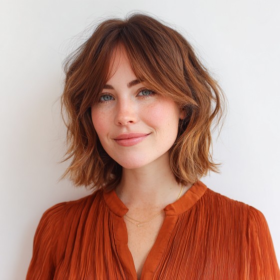 Textured Midi Bob with Soft Face-Framing Layers