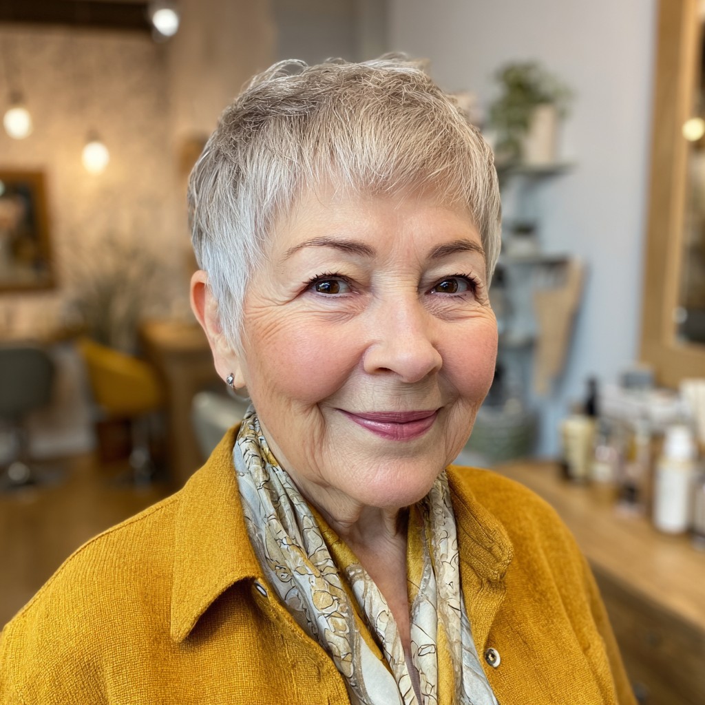Textured Short Ash Blonde Pixie with Subtle Layers