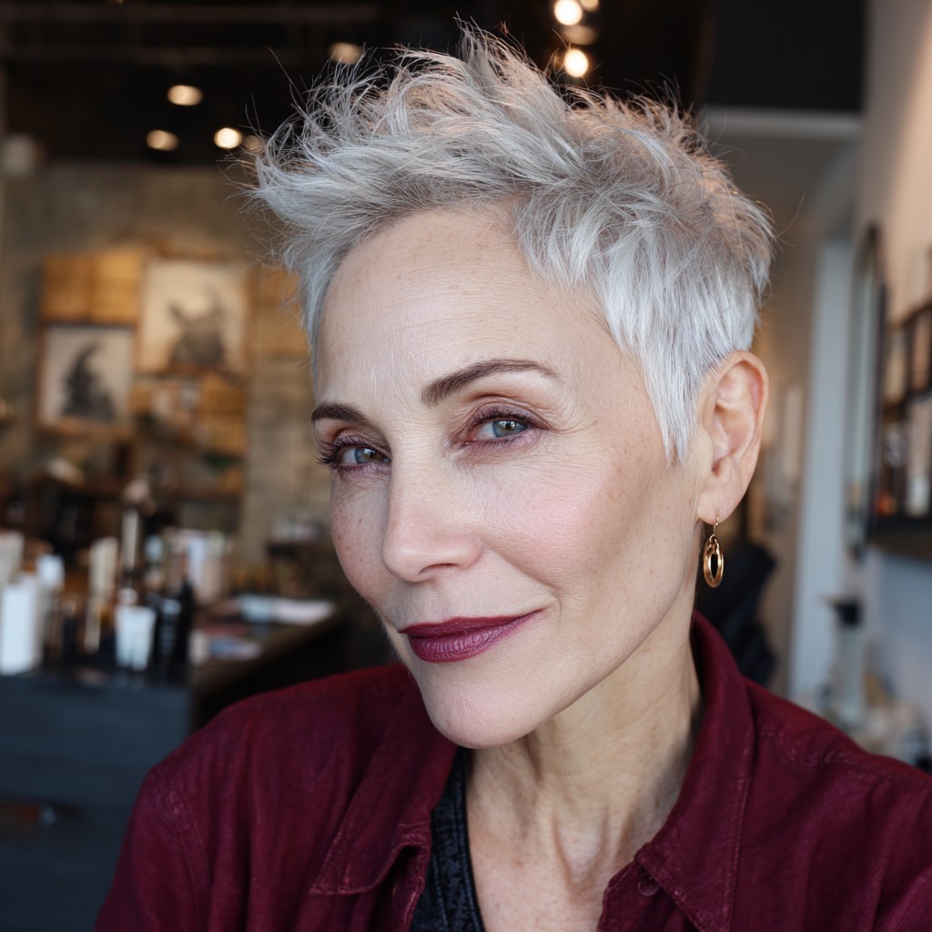 Textured Silver Pixie with Lively Volume
