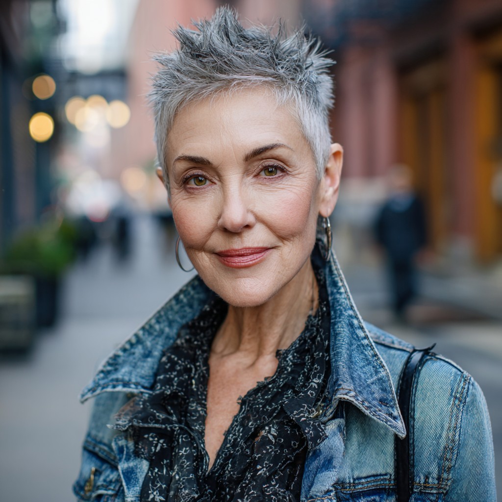 Textured Silver Spiky Pixie Cut