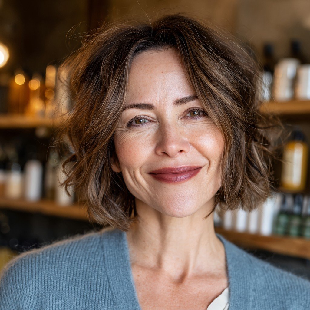 Textured Wavy Bob with Subtle Layers