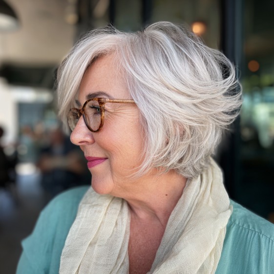 Charming Feathered Bob with Soft Volume