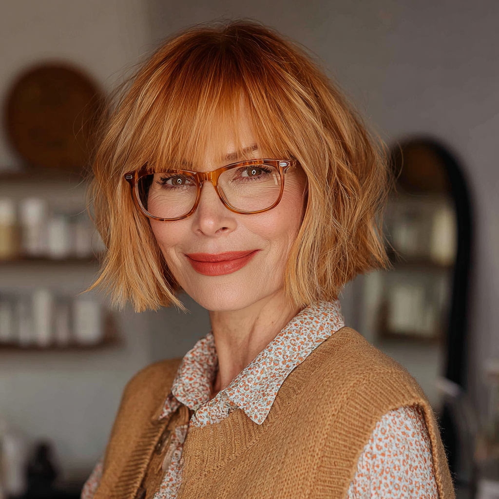 Chic Textured Bob with Soft Bangs