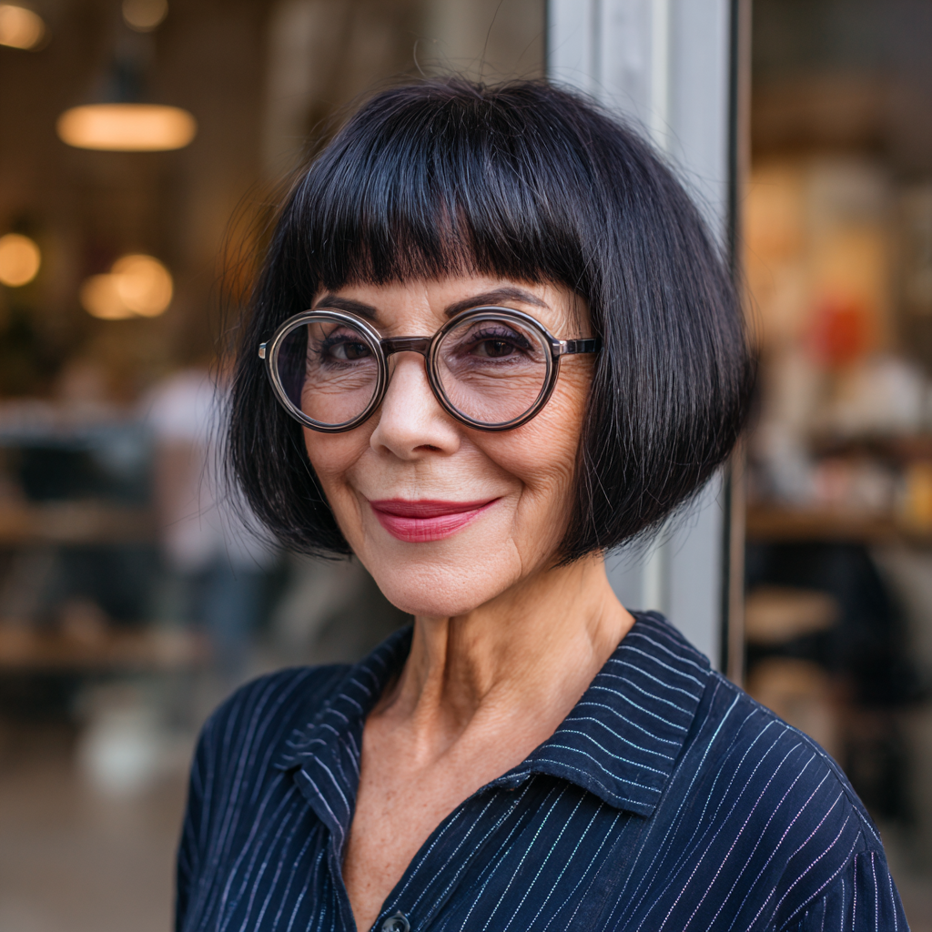 Bold Angular Bob with Soft Bangs