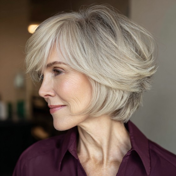Chic Feathered Bob with Effortless Volume
