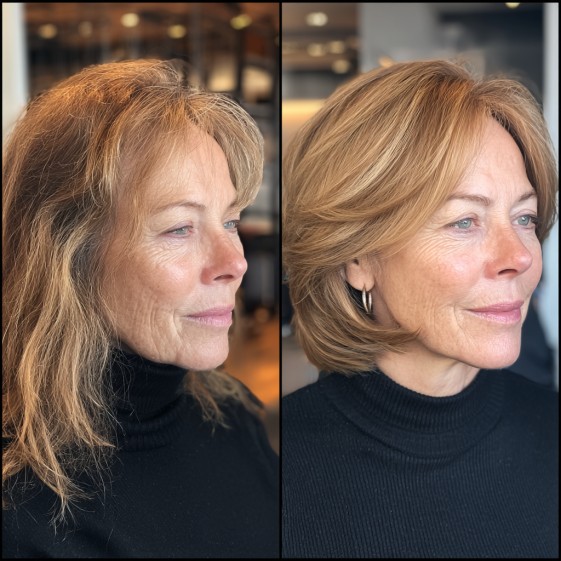 Chic Feathered Bob with Soft Layers