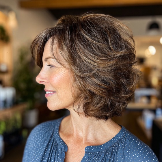 Chic Feathered Bob with Voluminous Layers