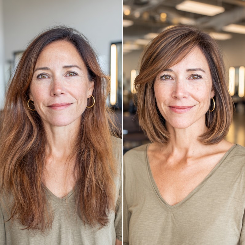 Chic Layered Balayage Bob with Subtle Caramel Tones