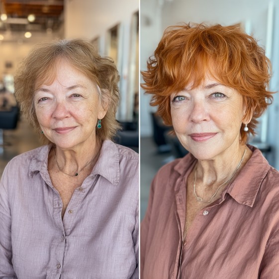 chic layered curly cut for vibrant redheads