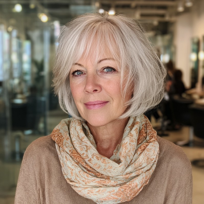 Chic Layered Draped Bob with Feathered Ends